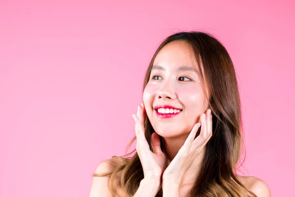 Gezichtsverzorging Make Van Schoonheid Aantrekkelijke Jonge Aziatische Vrouw Toepassing Oog — Stockfoto