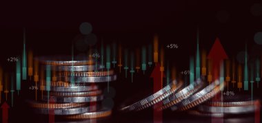 Dünya krizinin enflasyon ekonomisi finans, küresel ekonomik durgunluk, borsa çöküşü, daha yüksek ilgi, enflasyon kavramı nedeniyle finansal grafik grafiği düşüşü.