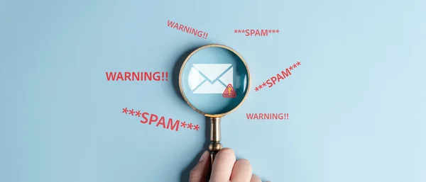 Mail Spam Virus Waarschuwing Teken Voor Kennisgeving Internet Brief Beveiliging — Stockfoto