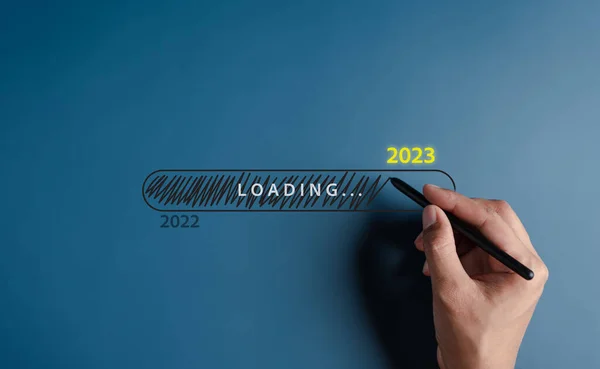 Ручний Малюнок Віртуального Завантаження Завантаження Нового Року Зміна 2022 2023 — стокове фото