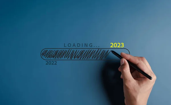 Ручний Малюнок Віртуального Завантаження Завантаження Нового Року Зміна 2022 2023 — стокове фото