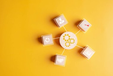 Yönetim, kalkınma liderliği ve büyüme kavramı için müşteri iş hedefleme grubu planlamak için bir simge oluşturur. 