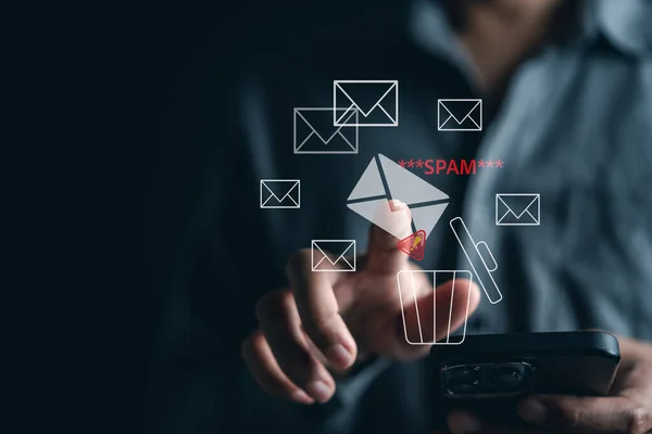 Email Spam Virus Warning Sign Notification Internet Letter Security Junk — 스톡 사진