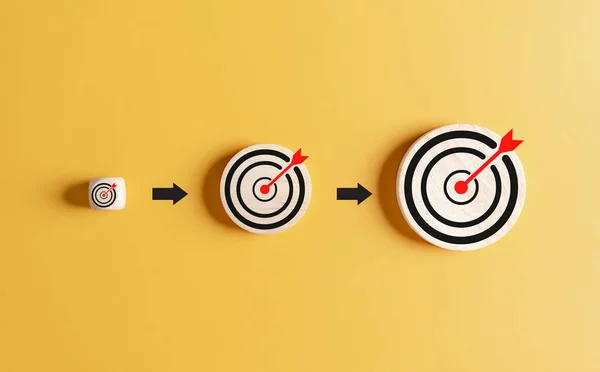 stock image Large target growth in business concept. Dartboard with arrow of Aiming target of business objective target to successful development, innovation, idea, creative.