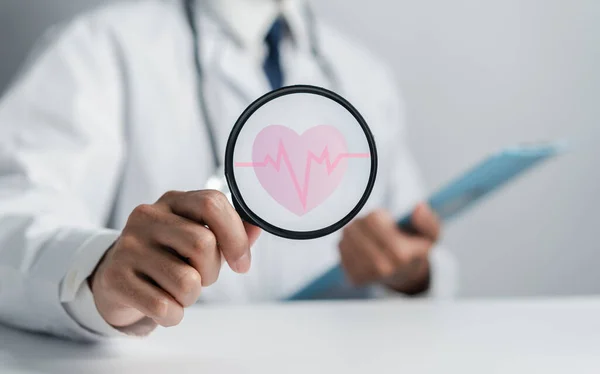Doctor in a white coat select and checkup heart organ virtual icon, heart anatomy, heart attack, heart disease, health care and Health checkup