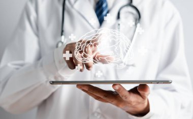 Sanal insan beyni tutan doktor, yaratıcı zeka düşüncesi ya da Alzheimer, Parkinson hastalığı, bunama, felç, nöbet ya da akıl sağlığı. Nöroloji ve Psikoloji.