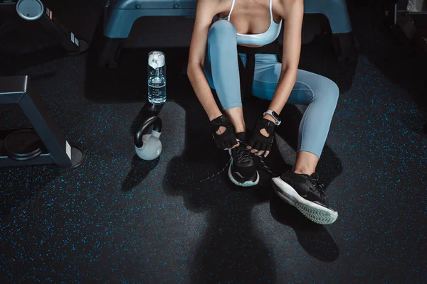Vrouw Oefening Workout Fitnessruimte Fitness Breken Ontspannen Training Sport Met — Stockfoto