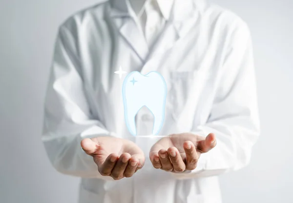 Denti Dentali Esaminati Controllo Dentista Tramite Escavatore Con Concetto Tecnologia — Foto Stock