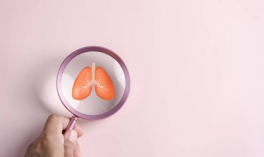 Akciğer ikonu, tüberküloz günü ya da dünya üzerinde tütün günü yok, akciğer kanseri konsepti. Copd, eko hava kirliliği, bağış akciğer organı.