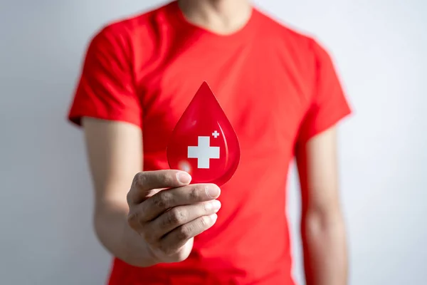 Hands Holding Blood Drop Paper Cut Blood Transfusion World Blood — Stock fotografie