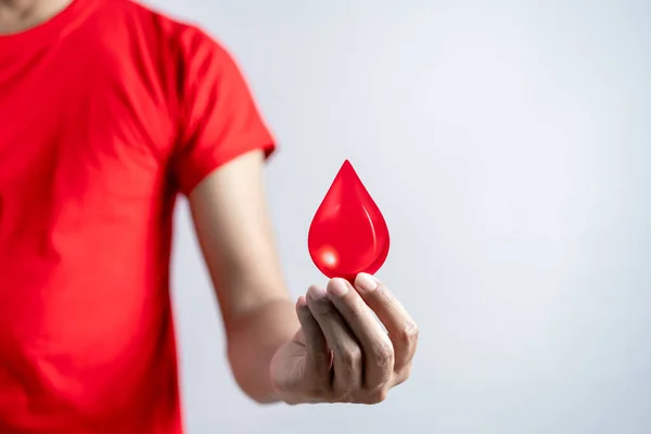 Hands Holding Blood Drop Paper Cut Blood Transfusion World Blood — Fotografia de Stock