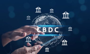 CBDC Merkez Bankası Dijital Para Birimi. Finansal teknoloji değişimi, para ve dijital varlık. Merkez Bankası 'nın dijital para birimi ve farklı para birimlerinde işlem.