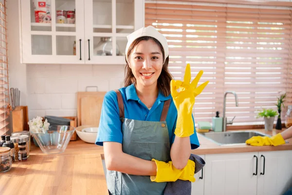 Hausarbeit Oder Hauswirtschaft Service Weibliche Reinigung Staub Haus Reinigungsagentur Kleinunternehmen — Stockfoto