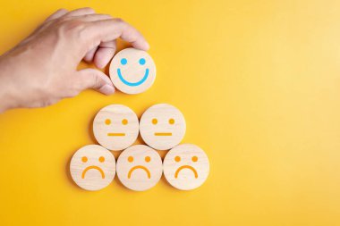 Happy smile face. mental health positive thinking and growth mindset, mental health care recovery to happiness emotion.	