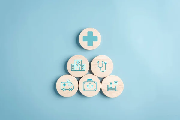Health insurance and welfare service concept. Plus sign awareness and healthcare medical icons, healthy and lifestyle.