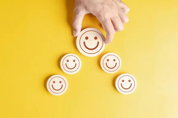 Happy smile face. mental health positive thinking and growth mindset, mental health care recovery to happiness emotion.