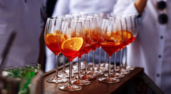 Verres Alcool Aperol Spritz Cocktail Apéritif Italien Avec Glace Apéro — Photo