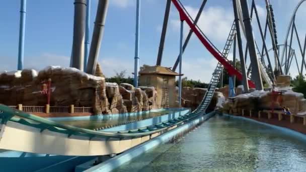 Tarragona Spain October 2022 Attraction Shambala Amusement Park Port Aventura — Stock Video