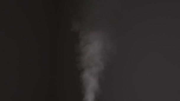 Vapeur Rapide Blanche Fumée Brouillard Monte Directement Sur Fond Sombre — Video