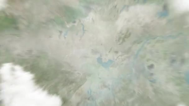 在中国合肥市管理中心 地球从太空放大到合肥市 然后通过云层和大气变焦进入太空 卫星视图 旅行介绍 — 图库视频影像