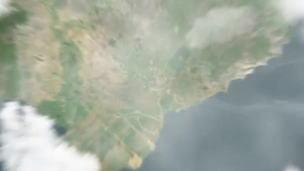 Tierra Acerca Desde Espacio Ciudad Chi Minh Vietnam Seguido Por — Vídeo de stock