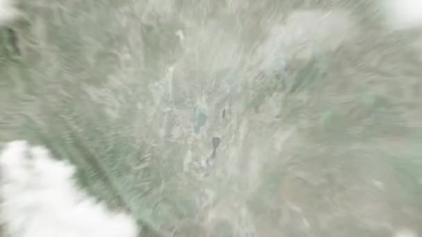 地球从太空放大到中国昆明 然后通过云层和大气变焦进入太空 卫星视图 旅行介绍 — 图库视频影像