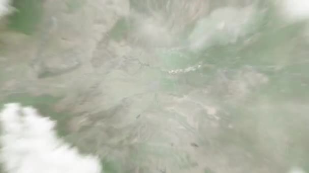 Föld Közelít Űrből Luoyang Kínába Népkormányban Ezt Követi Felhőkön Atmoszférán — Stock videók