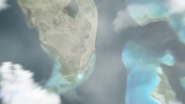 Zbliżenie Ziemi Kosmosu Miami Stany Zjednoczone Następnie Powiększenie Przez Chmury — Wideo stockowe