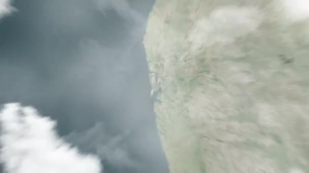 Zbliżenie Ziemi Kosmosu Mumbaju Indiach Następnie Powiększenie Przez Chmury Atmosferę — Wideo stockowe