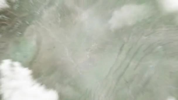 地球从太空放大到中国南昌 然后通过云层和大气变焦进入太空 卫星视图 旅行介绍 — 图库视频影像