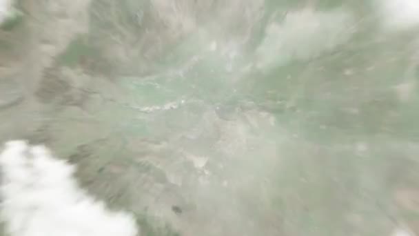 地球从太空放大到中国郑州 然后通过云层和大气变焦进入太空 卫星视图 旅行介绍 — 图库视频影像