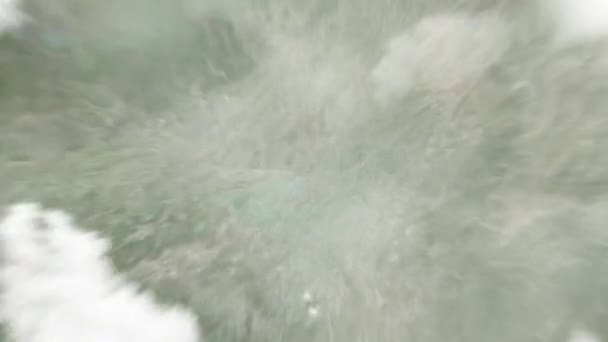 Zbliżenie Ziemi Kosmosu Zunyi Chinach Następnie Powiększenie Przez Chmury Atmosferę — Wideo stockowe