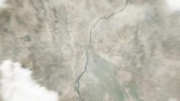 Terra Ingrandisce Dallo Spazio Khartoum Sudan Seguito Zoom Out Attraverso — Video Stock