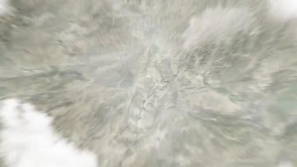 地球从太空放大到喀布尔 阿富汗总统府 然后通过云层和大气变焦进入太空 卫星视图 旅行介绍 — 图库视频影像