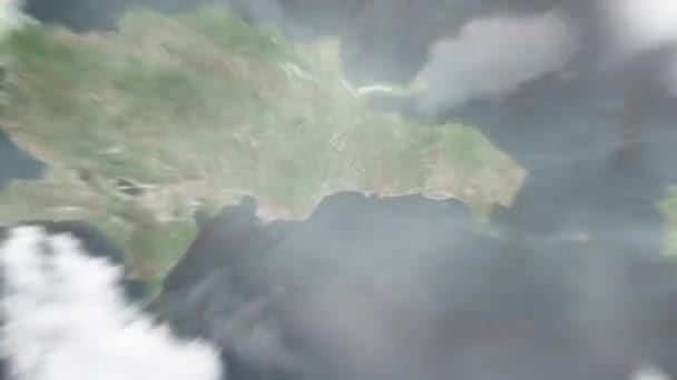 Jorden Zoomar Från Rymden Till Santo Domingo Dominikanska Republiken Independence — Stockvideo