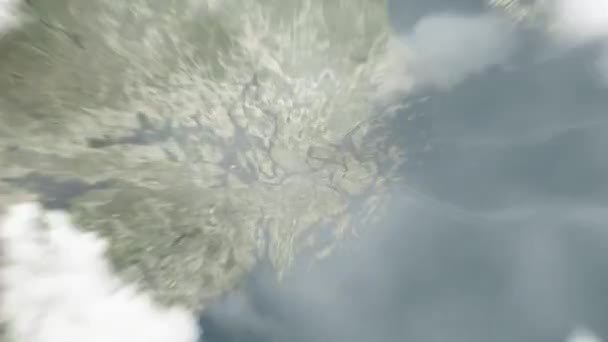 Dünya Uzaydan Stockholm Sveç Teki Kraliyet Sarayı Yakınlaşacak Arkasından Bulutlar — Stok video