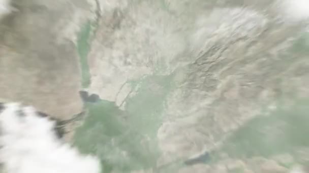 Terra Ingrandisce Dallo Spazio Tashkent Uzbekistan Seguito Zoom Out Attraverso — Video Stock