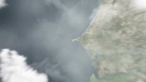Dünya Uzaydan Dakar Senegal Yakınlaş Arkasından Bulutlar Atmosferden Uzaya Zum — Stok video