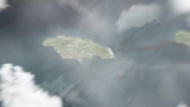 Ampliação Terra Espaço Para Kingston Jamaica Seguido Zoom Para Fora — Vídeo de Stock