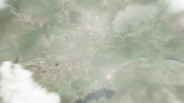 Terra Ingrandisce Dallo Spazio Lusaka Zambia Seguito Zoom Out Attraverso — Video Stock