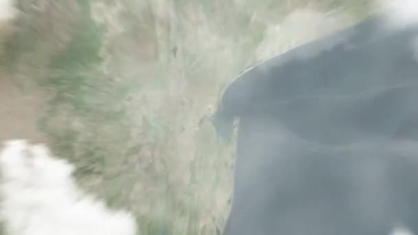 Dünya Uzaydan Maputo Praca Independencia Daki Mozambik Yakınlaşır Arkasından Bulutlar — Stok video