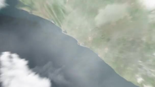 Föld Közelít Űrből Monroviába Libériába Ezt Követi Felhőkön Atmoszférán Keresztül — Stock videók