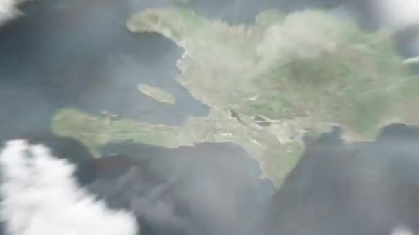 Die Erde Zoomt Aus Dem All Nach Port Prince Haiti — Stockvideo