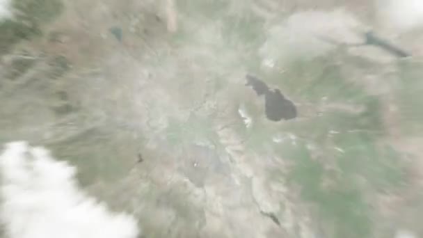 Jorden Zoomar Från Rymden Till Jerevan Armenien Republic Square Följt — Stockvideo