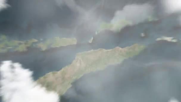 Земля Збільшує Масштаб Космосу Ділі Тимор Лесте Далі Збільшуємо Хмари — стокове відео