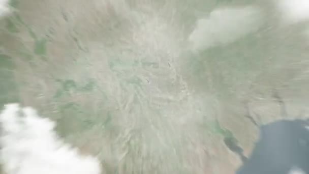 在摩尔多瓦的大教堂公园 地球从太空放大到基希讷乌 然后通过云层和大气变焦进入太空 卫星视图 旅行介绍 — 图库视频影像