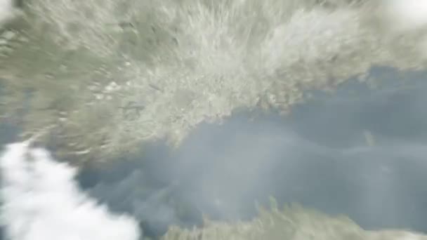 在参议院广场 地球从太空放大到芬兰赫尔辛基 然后通过云层和大气变焦进入太空 卫星视图 旅行介绍 — 图库视频影像