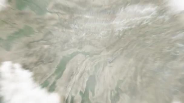 Земля Увеличивается Космоса Душанбе Таджикистан Парке Рудаки Затем Масштабирование Облаков — стоковое видео