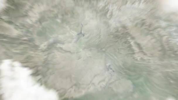 地球从太空放大到巴基斯坦伊斯兰堡的巴基斯坦纪念碑 然后通过云层和大气变焦进入太空 卫星视图 旅行介绍 — 图库视频影像