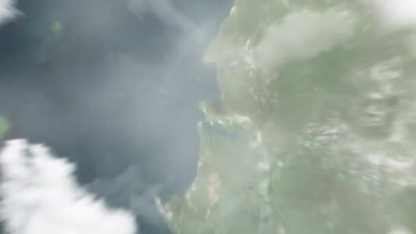 Zbliż Ziemię Kosmosu Libreville Gabon Następnie Powiększenie Przez Chmury Atmosferę — Wideo stockowe